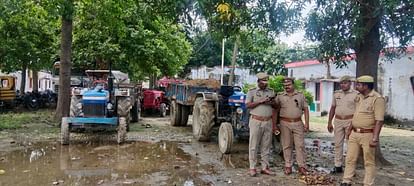 Illegal mining behind police chauki in Rudauli in Ayodhya.